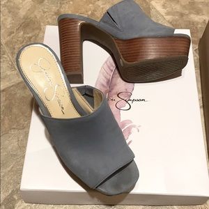Jessica Simpson suede heels block platform
